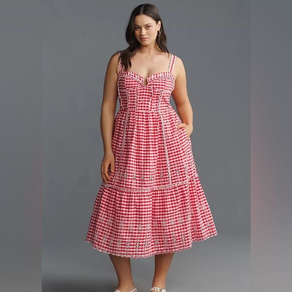 Anthropologie Sleeveless Sweetheart Gingham Midi Dress NWT - Picture 5 of 14